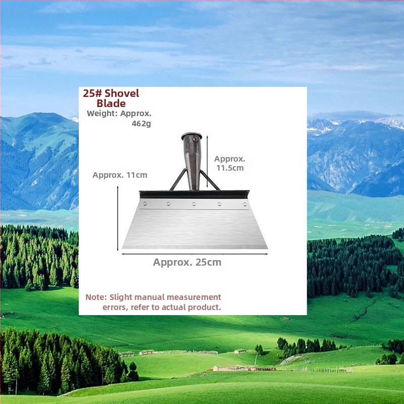Sniego šluota iš mangano plieno su dantyta briauna – skirta sniego šalinimui, mėšlo tvarkymui ir buitinėms valymo darbams