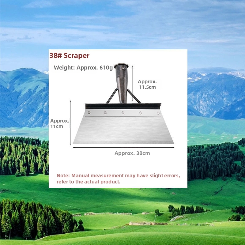 Sniego šluota iš mangano plieno su dantyta briauna – skirta sniego šalinimui, mėšlo tvarkymui ir buitinėms valymo darbams