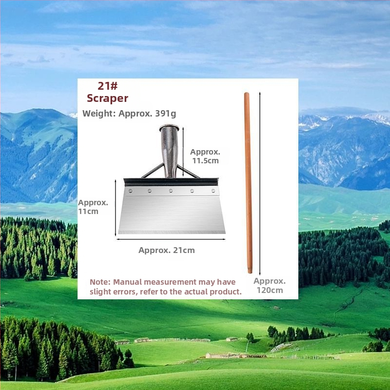 Sniego šluota iš mangano plieno su dantyta briauna – skirta sniego šalinimui, mėšlo tvarkymui ir buitinėms valymo darbams