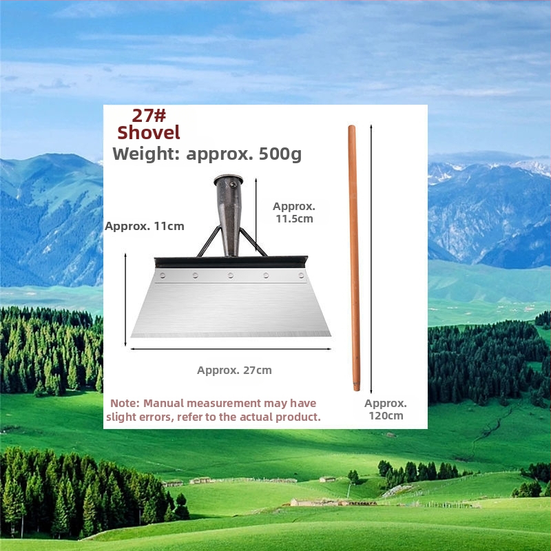 Sniego šluota iš mangano plieno su dantyta briauna – skirta sniego šalinimui, mėšlo tvarkymui ir buitinėms valymo darbams