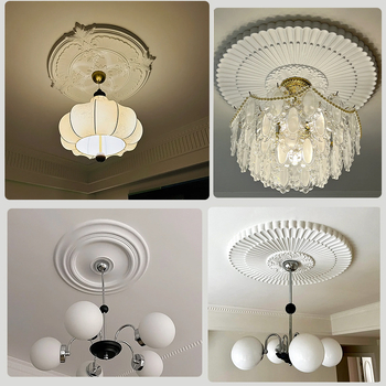 Πάνελ λαμπτήρα PU με κυκλικό δίσκο οροφής σε γαλλικό στυλ για ευρωπαϊκού τύπου πολυέλαιο (Υλικό: PU; Μοντέλο: BQ-XY-; Στυλ: ανάγλυφος, μινιμαλιστική σύγχρονη, ελαφριά πολυτέλεια)