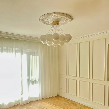 Πάνελ λαμπτήρα PU με κυκλικό δίσκο οροφής σε γαλλικό στυλ για ευρωπαϊκού τύπου πολυέλαιο (Υλικό: PU; Μοντέλο: BQ-XY-; Στυλ: ανάγλυφος, μινιμαλιστική σύγχρονη, ελαφριά πολυτέλεια)