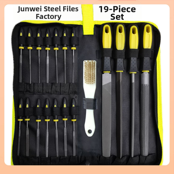 Σετ μεταλλικών αρχείων από ατσάλι, 19 τεμάχια: επίπεδες, ημικυκλικές, τριγωνικές και κυκλικές, διπλής κοπής σχεδίαση