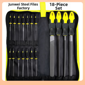 Σετ μεταλλικών αρχείων από ατσάλι, 19 τεμάχια: επίπεδες, ημικυκλικές, τριγωνικές και κυκλικές, διπλής κοπής σχεδίαση