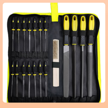 Σετ μεταλλικών αρχείων από ατσάλι, 19 τεμάχια: επίπεδες, ημικυκλικές, τριγωνικές και κυκλικές, διπλής κοπής σχεδίαση