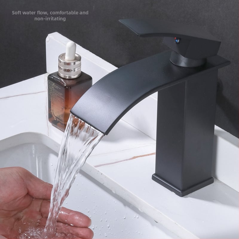 Смесител за умивалник, 304 неръждаема стомана, керамичен картридж клапан, монтиране с един отвор, вход/изход 1/2 инча, диапазон 0–90°C