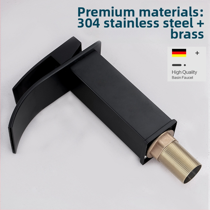 Смесител за умивалник, 304 неръждаема стомана, керамичен картридж клапан, монтиране с един отвор, вход/изход 1/2 инча, диапазон 0–90°C