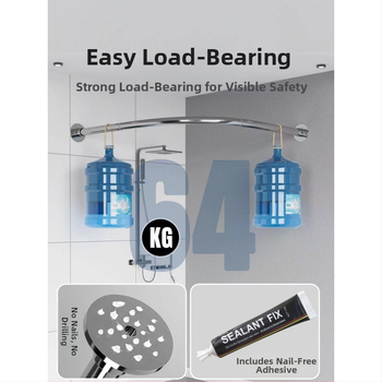 Σετ ράβδου κουρτίνας ντους με καμπύλη, χωρίς διάτρηση, από ανοξείδωτο ατσάλι 201