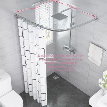 Σετ ράβδου κουρτίνας ντους με καμπύλη, χωρίς διάτρηση, από ανοξείδωτο ατσάλι 201