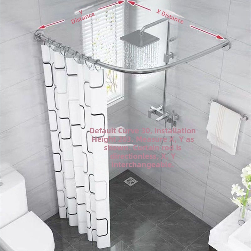 Súprava sprchovej tyče s ohybom, bez vŕtania, z nehrdzavejúcej ocele 201