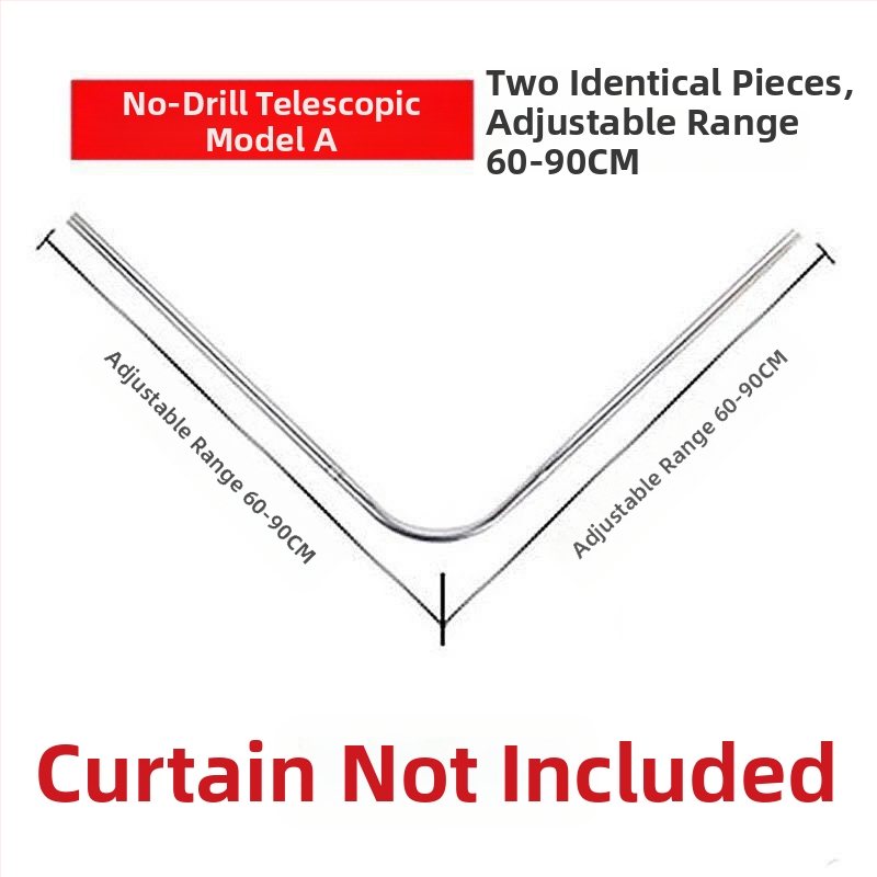 Set bară duș, curbată, fără găurire, oțel inoxidabil 201