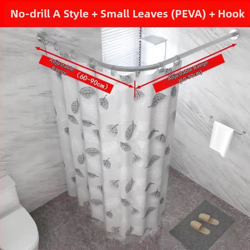 Set bară duș, curbată, fără găurire, oțel inoxidabil 201