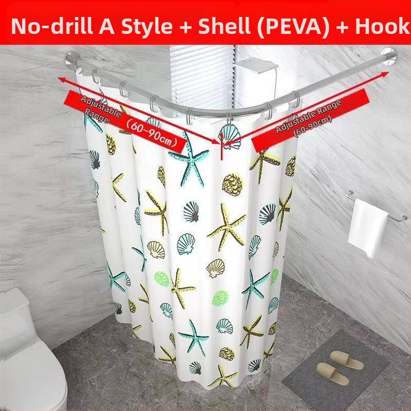 Set bară duș, curbată, fără găurire, oțel inoxidabil 201