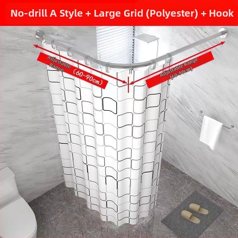 Set bară duș, curbată, fără găurire, oțel inoxidabil 201