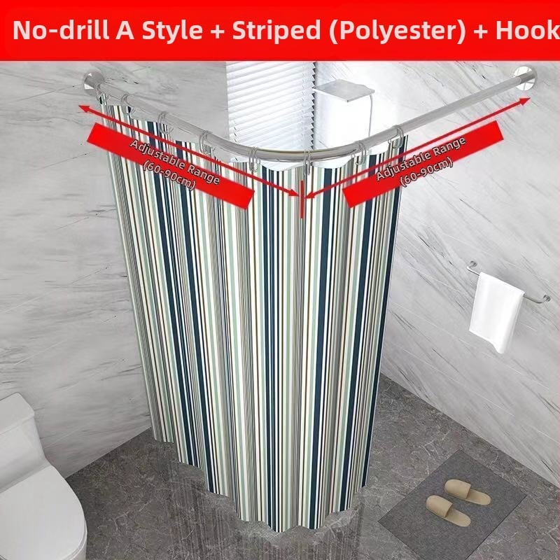 Set bară duș, curbată, fără găurire, oțel inoxidabil 201