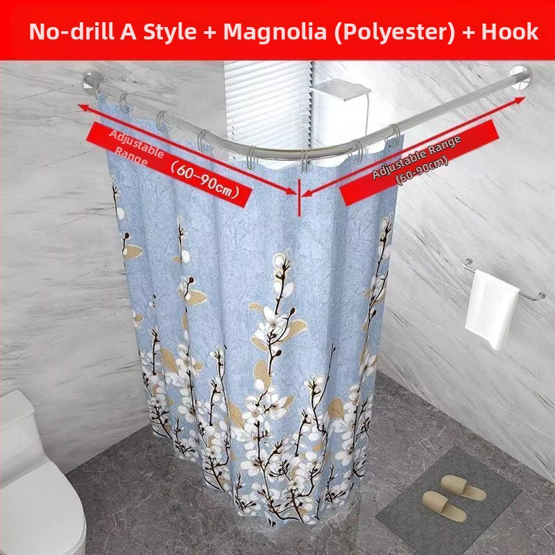 Set bară duș, curbată, fără găurire, oțel inoxidabil 201