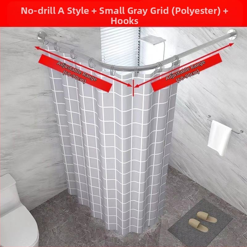 Set bară duș, curbată, fără găurire, oțel inoxidabil 201