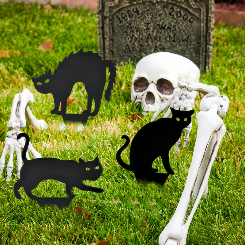 Geometriai alakú fém kertdekoráció Halloween témával: szellem, zombie és boszorkány