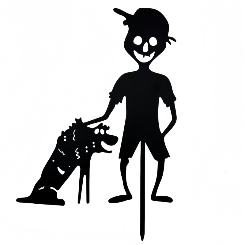 Geometriai alakú fém kertdekoráció Halloween témával: szellem, zombie és boszorkány