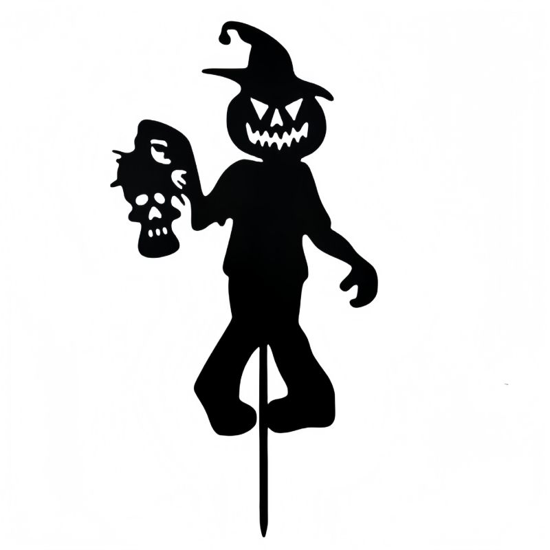 Geometriai alakú fém kertdekoráció Halloween témával: szellem, zombie és boszorkány