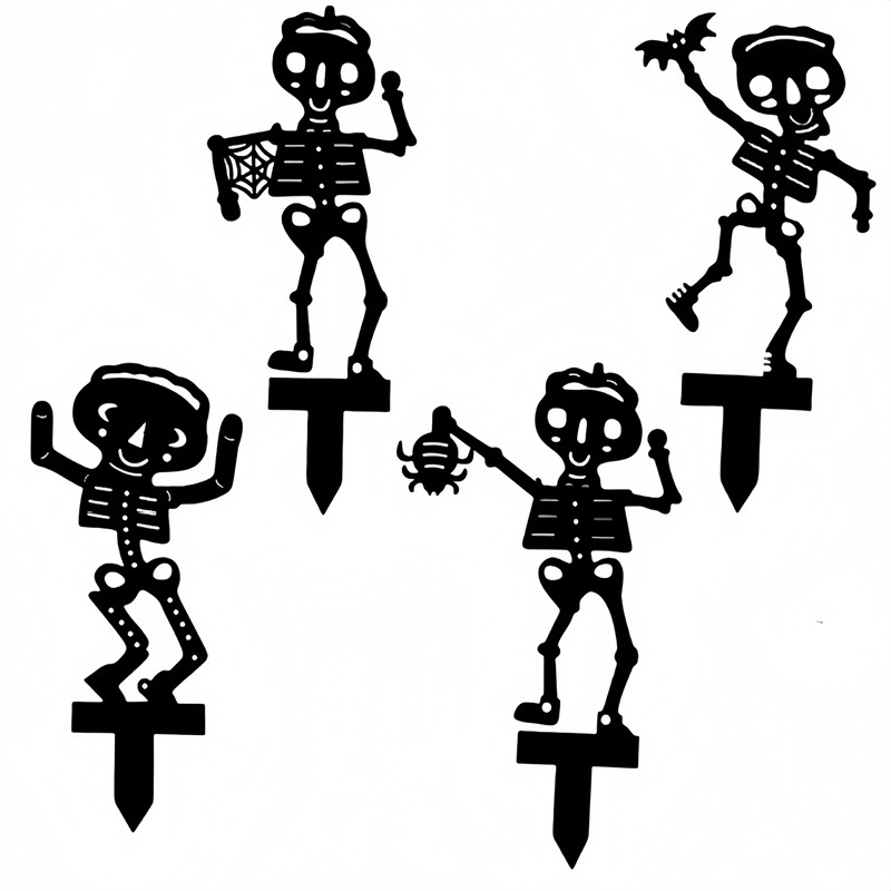 Geometriai alakú fém kertdekoráció Halloween témával: szellem, zombie és boszorkány