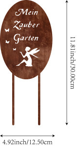 Metalinė sodo dekoracija - rūdinta amatų lauko skulptūra, Jingyang prekės ženklas, sodo fėja ant stiebo