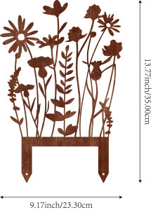 Metalinė sodo dekoracija - rūdinta amatų lauko skulptūra, Jingyang prekės ženklas, sodo fėja ant stiebo