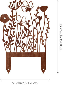 Metalinė sodo dekoracija - rūdinta amatų lauko skulptūra, Jingyang prekės ženklas, sodo fėja ant stiebo