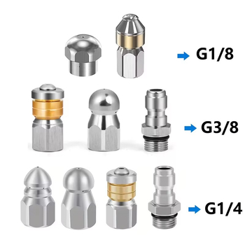 Nerūdijančio plieno aukšto slėgio purkštuvu kanalų valymui su 1/4 colio jungtimi ir 3/8 colio greita jungtimi, Independent prekės ženklas