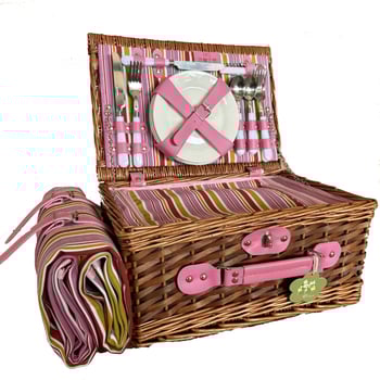 Piknik kosár, kézzel készített vesszőkosár fedővel, pásztor stílusú tárolókosár gyümölcsökhöz és másokhoz, izolált edényes táska (4 darabos készlet)