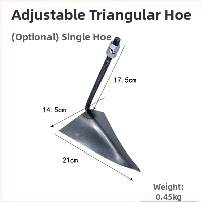 Reguliuojama trikampė daržo kastuvė kanalo klojimui, kasimui, griovių formavimui ir dirvožemio atpalaidavimui – daugiafunkcis sodo įrankis su aštria paukščio snapo galva