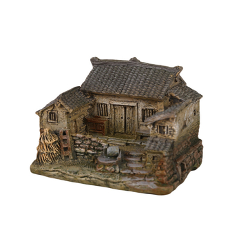 Pastorális mini ház gyanta dísz – asztali és autó dekoráció, virágcserepes dekor, táji dísz, kis ajándék