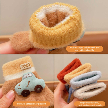 Žieminės kūdikių pirštinės su automobilio raštu, dirbtinis kašmaras, megztos, 0–4 metų, unisex