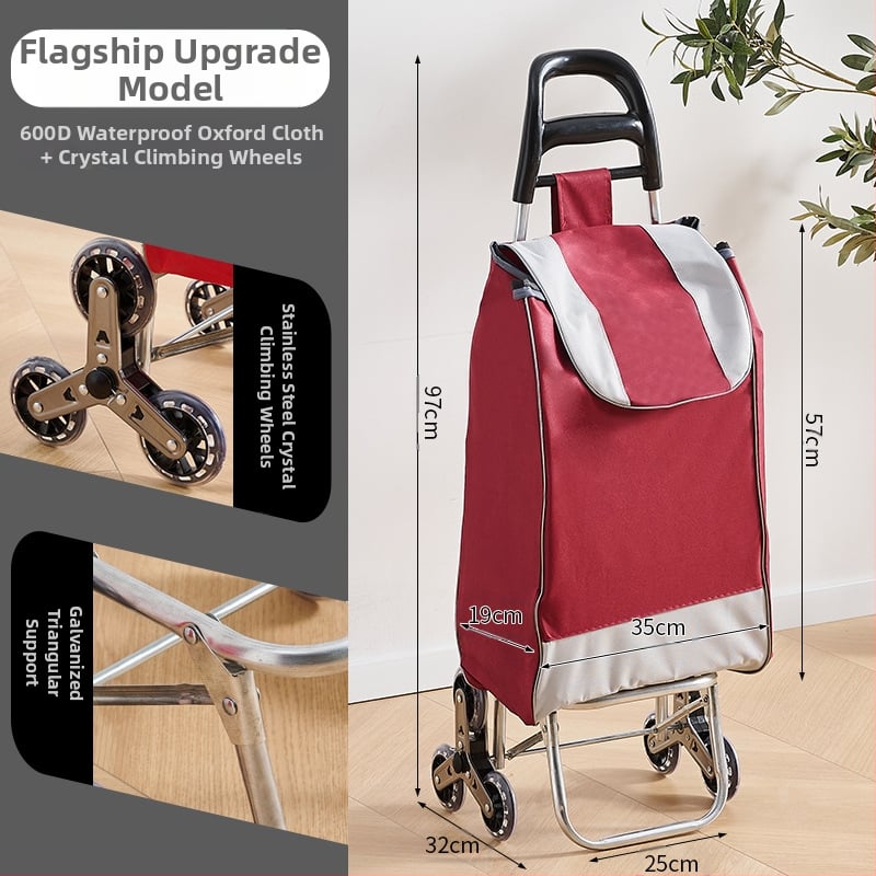 Φορητό οικιακό καρότσι αγορών, με αναδιπλούμενο σκελετό, υλικό γαλβανωμένη σωλήνα + ύφασμα 600D Oxford, μεταφορική ικανότητα 15 kg, καρότσι με ράβδο έλξης, προέλευση Χεμπέι, Κίνα