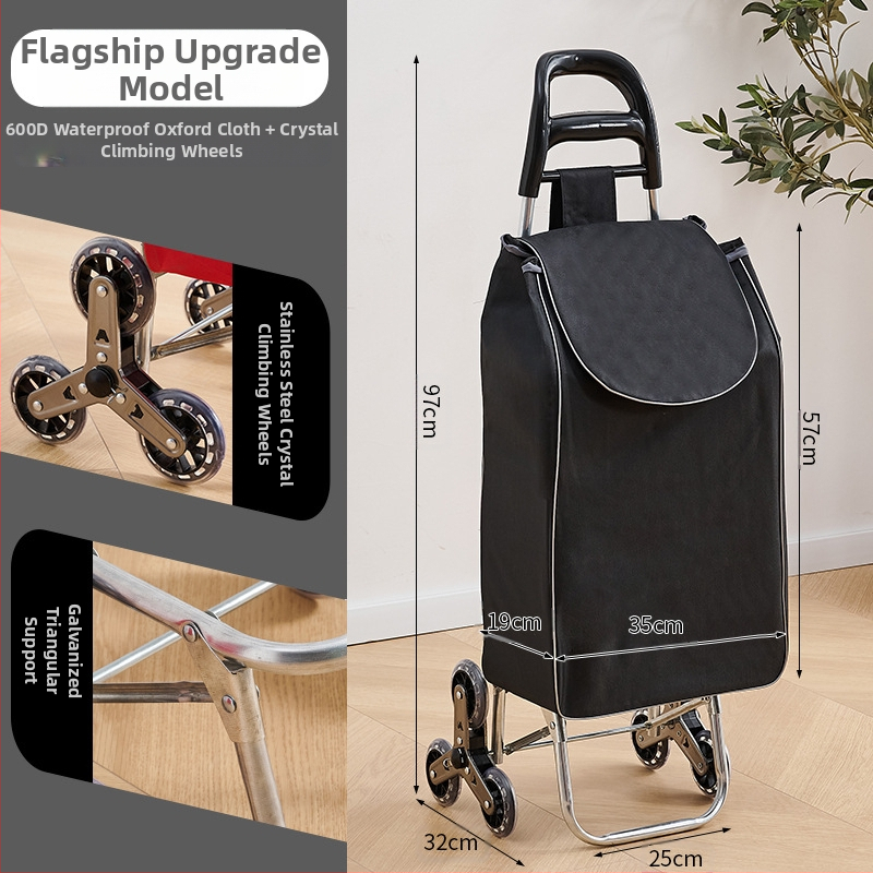 Φορητό οικιακό καρότσι αγορών, με αναδιπλούμενο σκελετό, υλικό γαλβανωμένη σωλήνα + ύφασμα 600D Oxford, μεταφορική ικανότητα 15 kg, καρότσι με ράβδο έλξης, προέλευση Χεμπέι, Κίνα