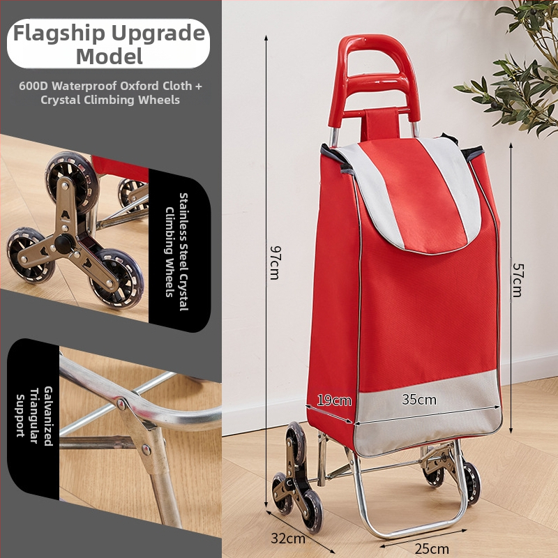 Φορητό οικιακό καρότσι αγορών, με αναδιπλούμενο σκελετό, υλικό γαλβανωμένη σωλήνα + ύφασμα 600D Oxford, μεταφορική ικανότητα 15 kg, καρότσι με ράβδο έλξης, προέλευση Χεμπέι, Κίνα