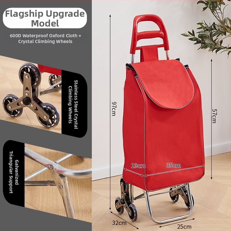 Φορητό οικιακό καρότσι αγορών, με αναδιπλούμενο σκελετό, υλικό γαλβανωμένη σωλήνα + ύφασμα 600D Oxford, μεταφορική ικανότητα 15 kg, καρότσι με ράβδο έλξης, προέλευση Χεμπέι, Κίνα
