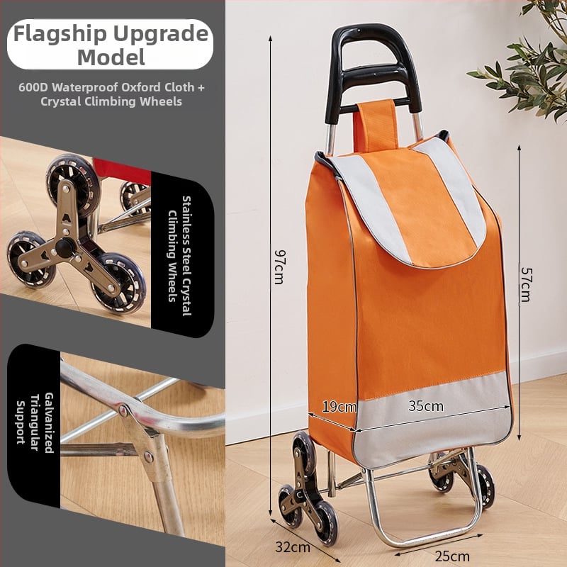 Φορητό οικιακό καρότσι αγορών, με αναδιπλούμενο σκελετό, υλικό γαλβανωμένη σωλήνα + ύφασμα 600D Oxford, μεταφορική ικανότητα 15 kg, καρότσι με ράβδο έλξης, προέλευση Χεμπέι, Κίνα