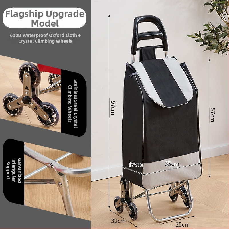 Φορητό οικιακό καρότσι αγορών, με αναδιπλούμενο σκελετό, υλικό γαλβανωμένη σωλήνα + ύφασμα 600D Oxford, μεταφορική ικανότητα 15 kg, καρότσι με ράβδο έλξης, προέλευση Χεμπέι, Κίνα