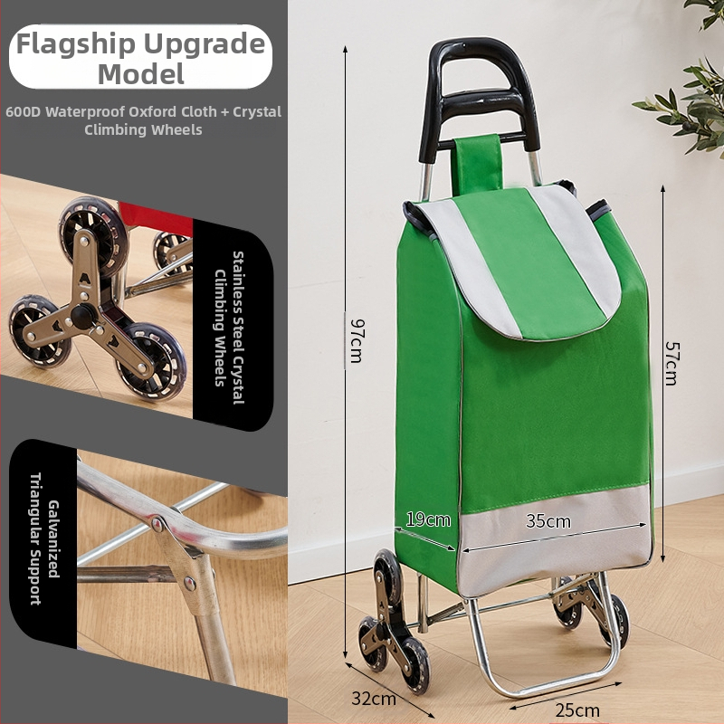 Φορητό οικιακό καρότσι αγορών, με αναδιπλούμενο σκελετό, υλικό γαλβανωμένη σωλήνα + ύφασμα 600D Oxford, μεταφορική ικανότητα 15 kg, καρότσι με ράβδο έλξης, προέλευση Χεμπέι, Κίνα