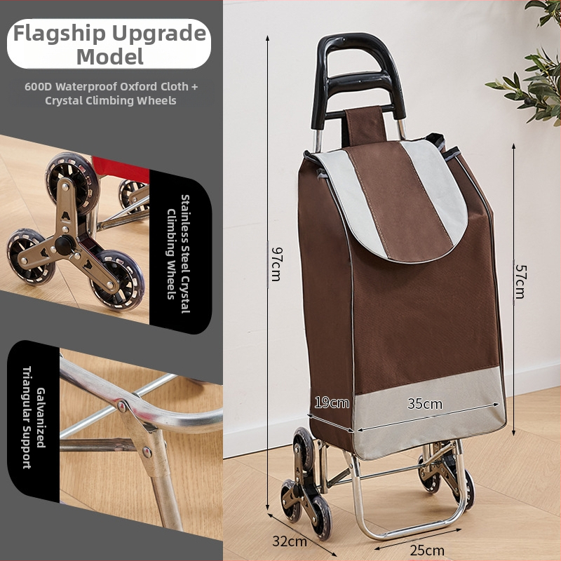 Φορητό οικιακό καρότσι αγορών, με αναδιπλούμενο σκελετό, υλικό γαλβανωμένη σωλήνα + ύφασμα 600D Oxford, μεταφορική ικανότητα 15 kg, καρότσι με ράβδο έλξης, προέλευση Χεμπέι, Κίνα