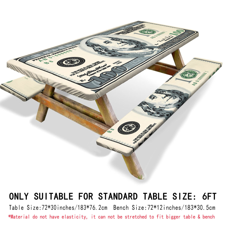 Външна водоустойчива покривка за маса и калъфи за столове (3 части) – полиестер, квадратна, водоустойчива, износоустойчива, растителен принт