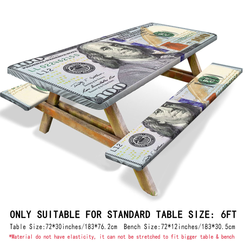 Външна водоустойчива покривка за маса и калъфи за столове (3 части) – полиестер, квадратна, водоустойчива, износоустойчива, растителен принт