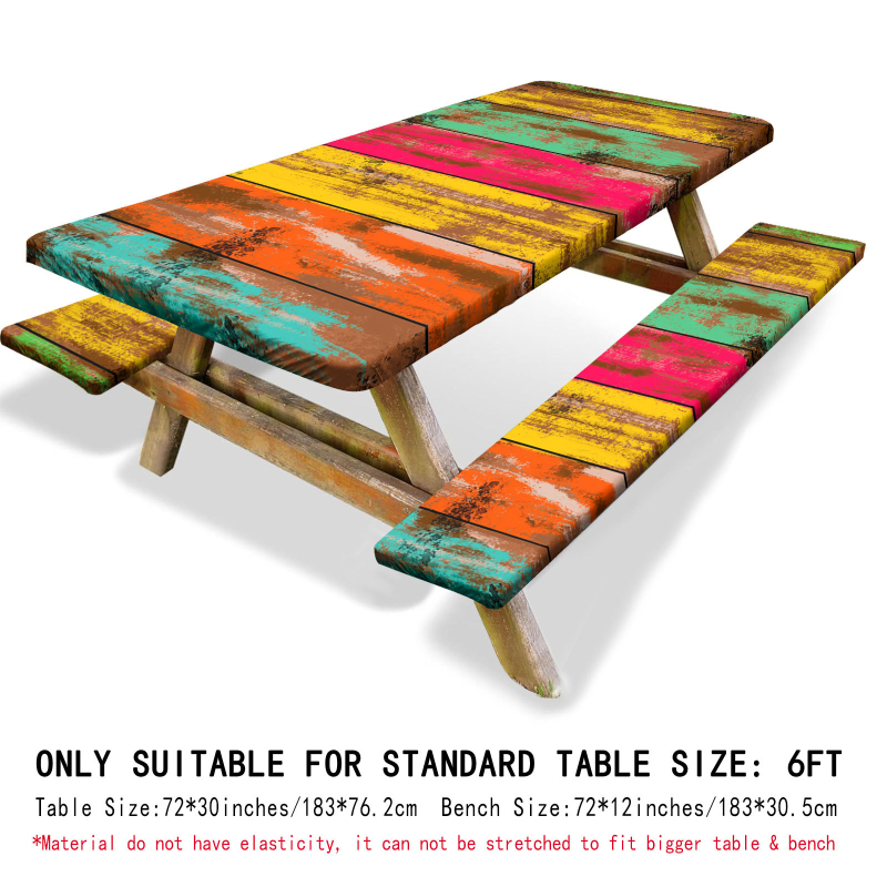 Външна водоустойчива покривка за маса и калъфи за столове (3 части) – полиестер, квадратна, водоустойчива, износоустойчива, растителен принт