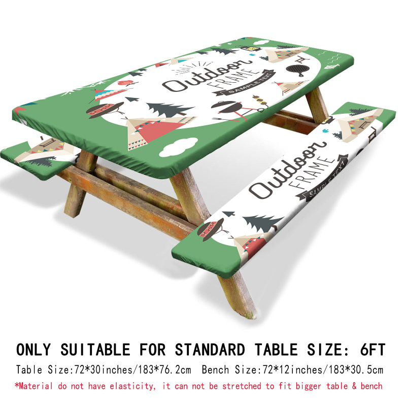 Външна водоустойчива покривка за маса и калъфи за столове (3 части) – полиестер, квадратна, водоустойчива, износоустойчива, растителен принт