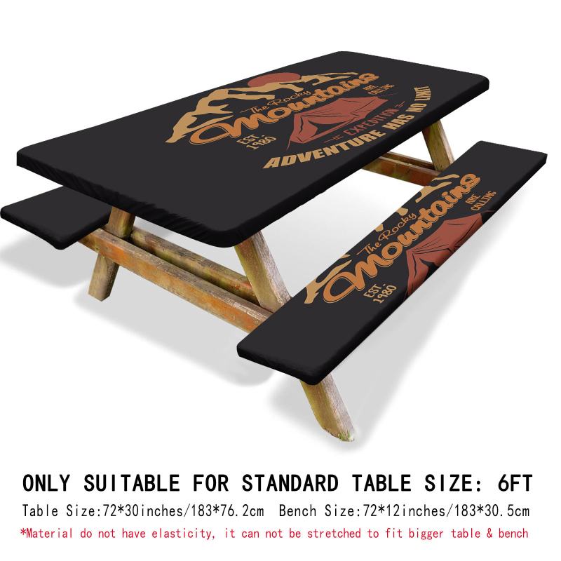 Външна водоустойчива покривка за маса и калъфи за столове (3 части) – полиестер, квадратна, водоустойчива, износоустойчива, растителен принт