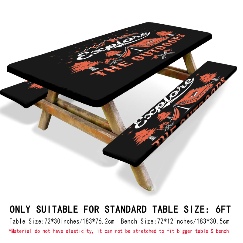 Външна водоустойчива покривка за маса и калъфи за столове (3 части) – полиестер, квадратна, водоустойчива, износоустойчива, растителен принт