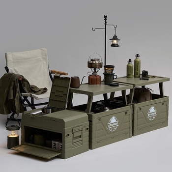 Διπλωτή οργάνωση πορτπαγκάζ αυτοκινήτου με ενσωματωμένο τραπέζι, PP πλαστικό, με ρόδες, χωρητικότητα 40–50 L