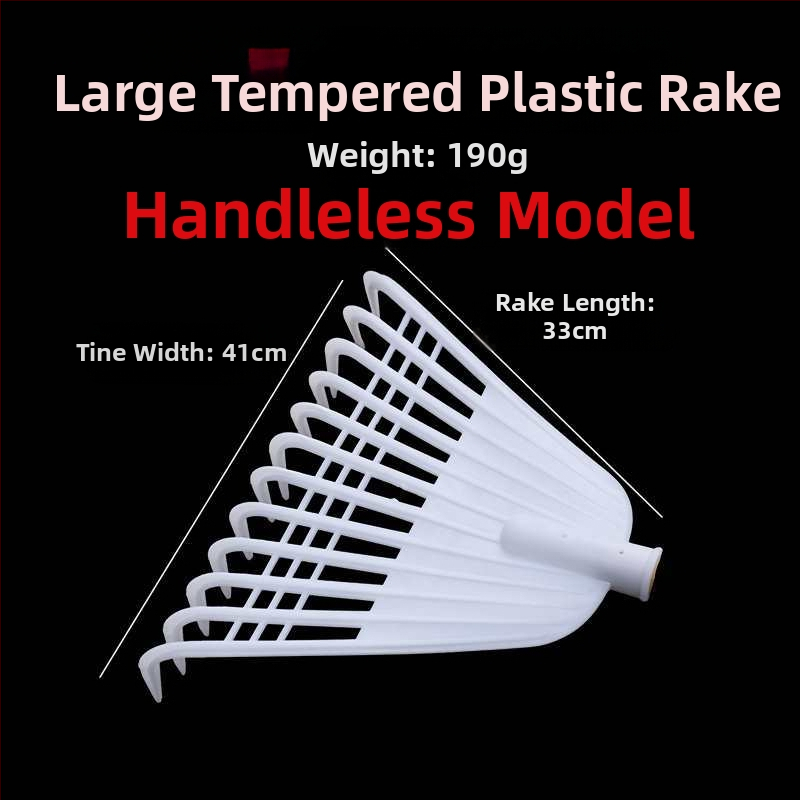 Plastikinės sodo grėbliai su storesne galva, skirti vejai ir lapų rinkimui