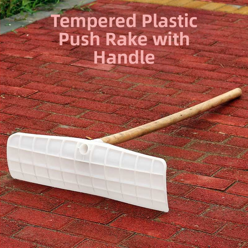 Plastikinės sodo grėbliai su storesne galva, skirti vejai ir lapų rinkimui